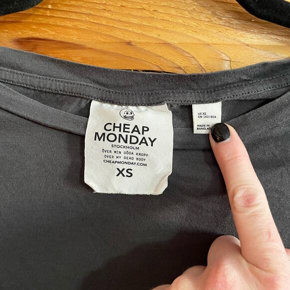 Cheap Monday Grey High Neck Classic T Shirt Size: XS - Picture 2 of 6